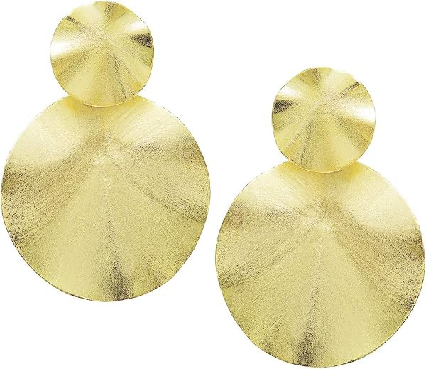 Sheila Fajl Isola Double Dangle Organic Wavy Circular Earrings in 18k Brushed Gold Plated | Amazon (US)