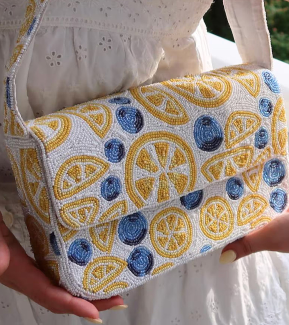 Beaded Lemon & Blueberry Shoulder Bag | Beaded Summer Shoulder Purse | eBay | eBay US