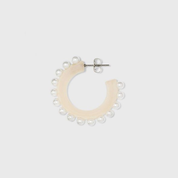 Resin and Pearl Hoop Earrings - A New Day™ White | Target
