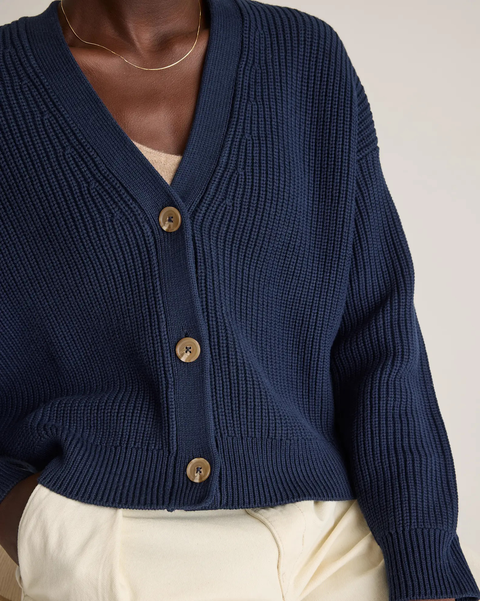 100% Organic Cotton Fisherman Boxy Cropped Cardigan | Quince