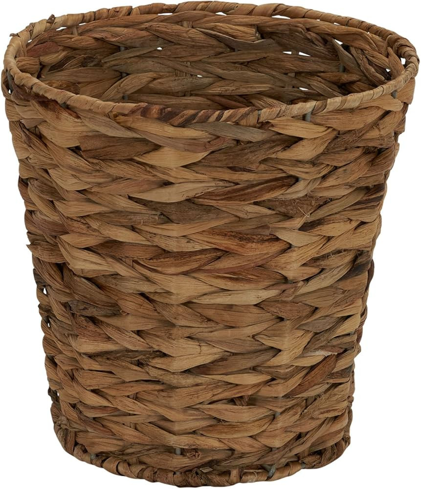 Household Essentials Woven Water Hyacinth Wicker Waste Basket, Natural | Amazon (US)
