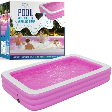 Inflatable Swimming Pool, Large (120" x 72.8" x 23.6"), Built-in Air Pump, Self Inflating | Walmart (US)