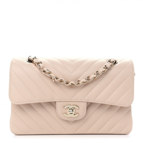 CHANEL Caviar Chevron Quilted Small Double Flap Beige | FASHIONPHILE | Fashionphile