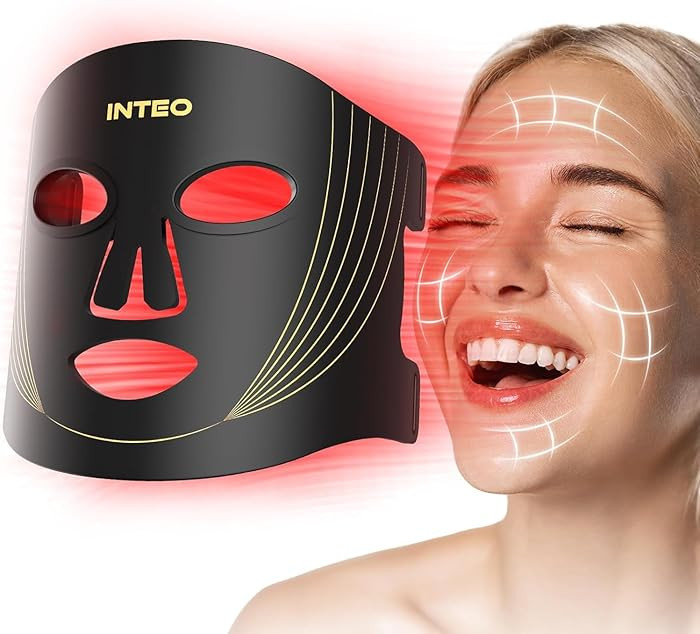 INTEO Red Light Therapy for Face, 3 Modes Portable Led Face Mask Light Therapy with Remote, Near-... | Amazon (US)