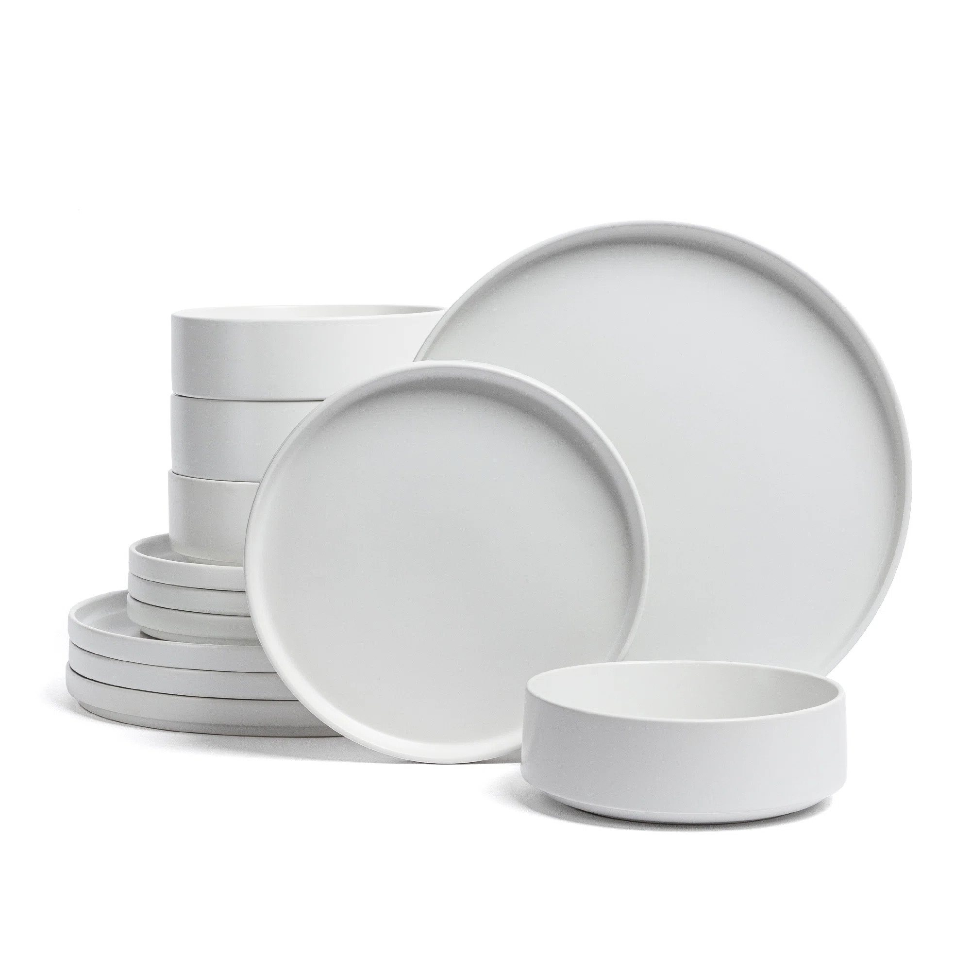 over&back Stackable 12-Piece Semi Hand-Finished Stoneware Dinnerware Set (Set of 4) | Wayfair North America