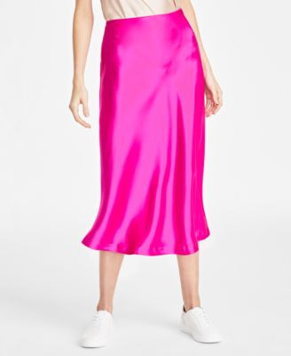 Women's A-Line Satin Midi Slip Skirt, Exclusively at Macy's | Macy's