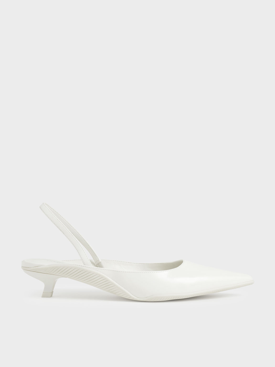 Pointed Toe Slingback Pumps - White | CHARLES & KEITH (US)