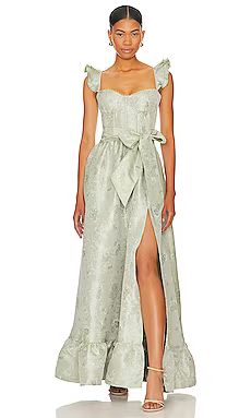 V. Chapman Veronica Gown in Sage Windsor Brocade from Revolve.com | Revolve Clothing (Global)
