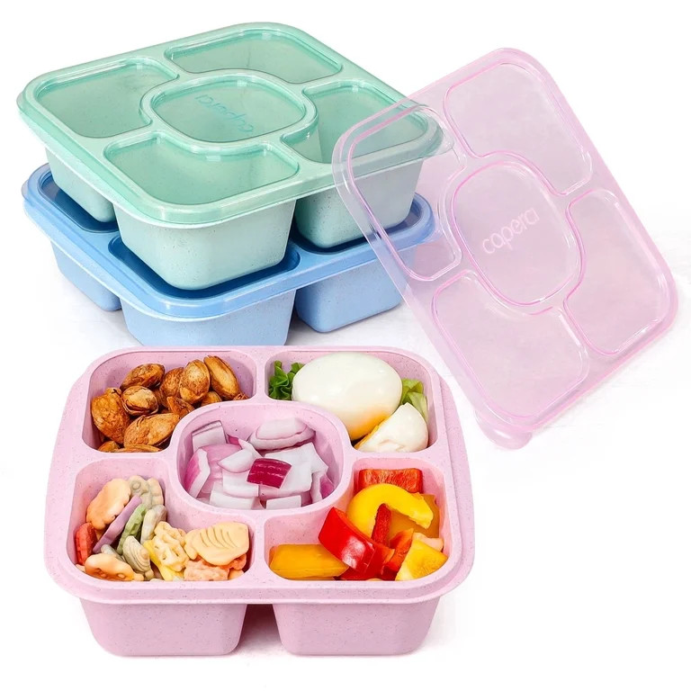Caperci 3 Pack Lunchable Snack Containers -660ml 5 Compartment Lunchable Containers with Dividers... | Walmart (US)