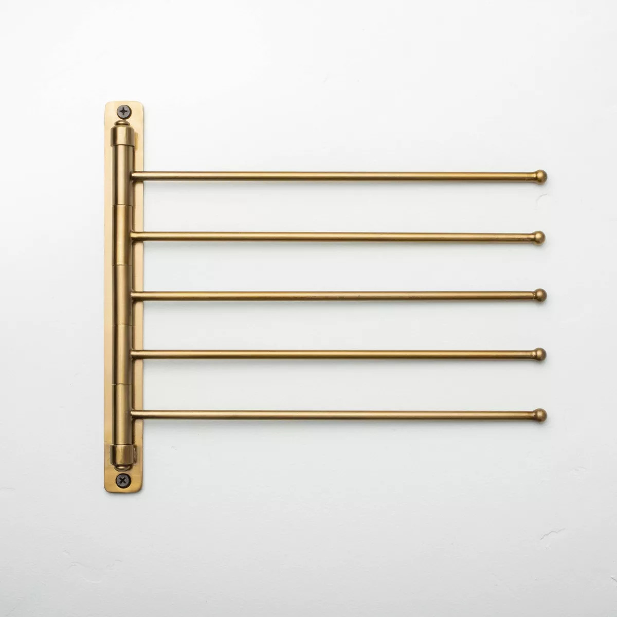 Brushed Metal Swivel Coat Rack Brass Finish - Hearth & Hand™ with Magnolia: Wall Mount, 5 Pegs,... | Target
