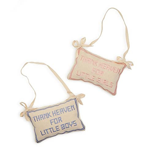Two's Company Thank Heaven Embroidered Pillow Door Hanger Decor, Assortment of 2 Colors | Amazon (US)