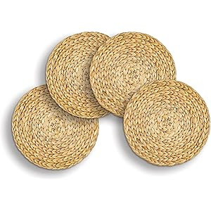 HNC ECOLIFE Round Woven Rattan Placemats Set of 4 - Natural Water Hyacinth Placemats - Seagrass P... | Amazon (US)