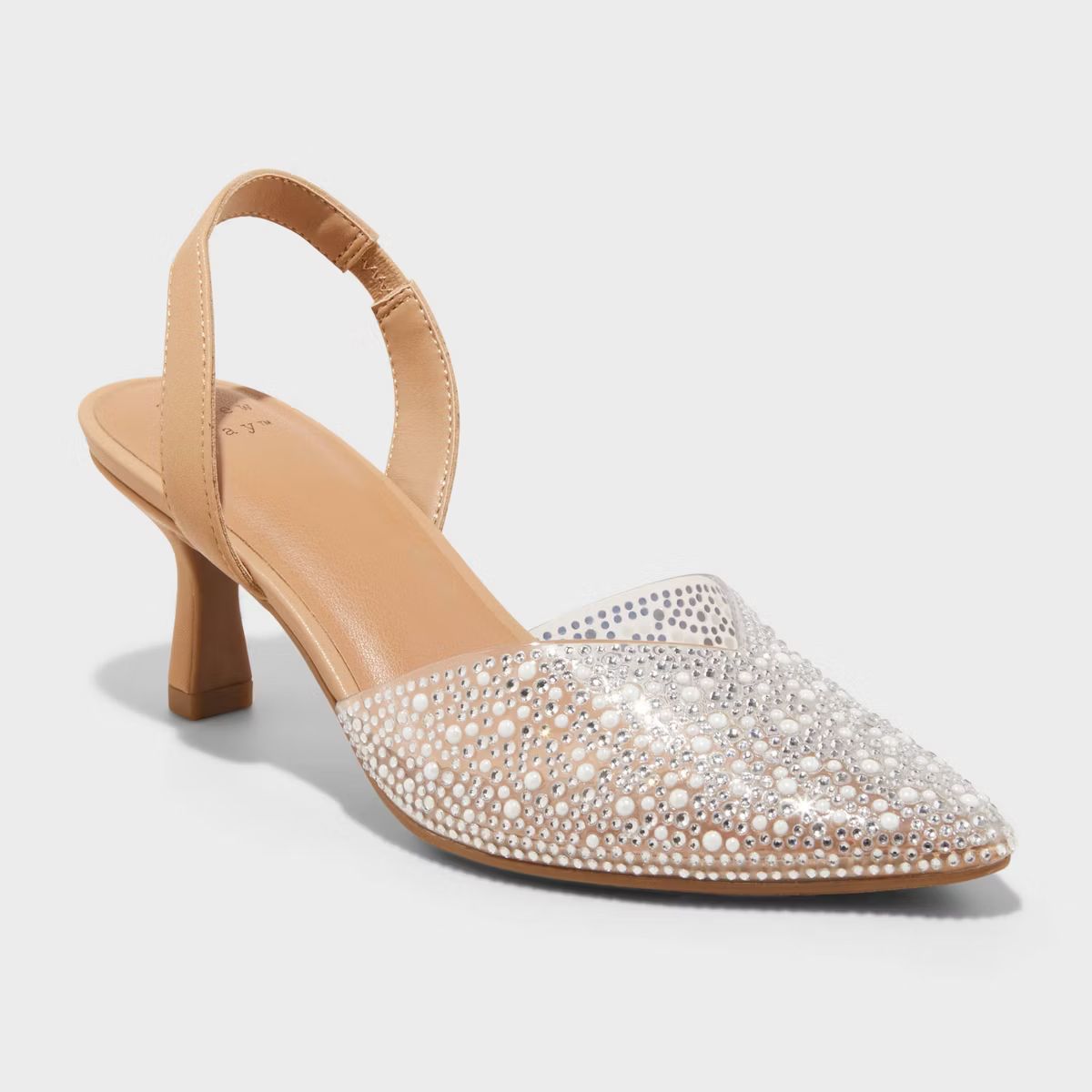 Women's Isabel Embellished Slingback Kitten Pumps - A New Day™ Clear | Target