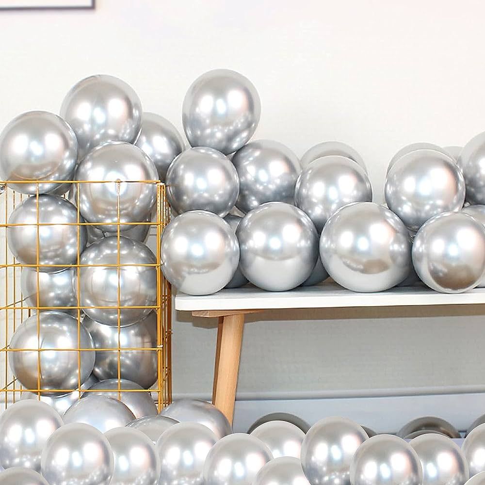 COLORFUL ELVES 12 Inch 100 Pcs Latex Metallic Chrome Balloons Helium Shiny Thicken Balloons Party... | Amazon (US)