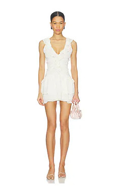 Runaway The Label Kaycey Sleeveless Ruffle Mini Dress in Pearl from Revolve.com | Revolve Clothing (Global)