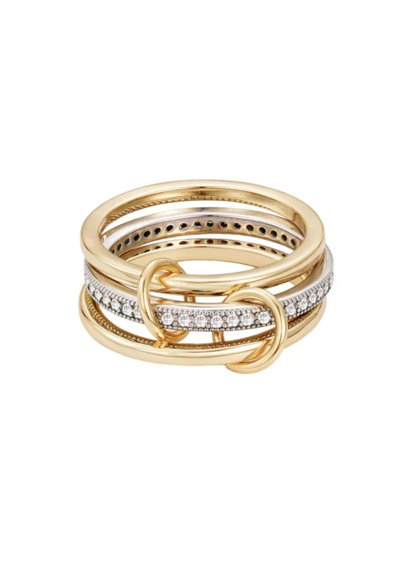 14k Gold and Silver Plated Connected 3-Piece Ring Stack | Belk