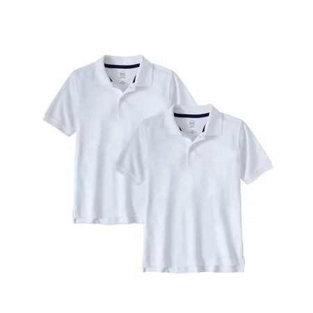 Boys School Uniform Short Sleeve Double Pique Polo, 2-Pack Value Bundle | Walmart (US)
