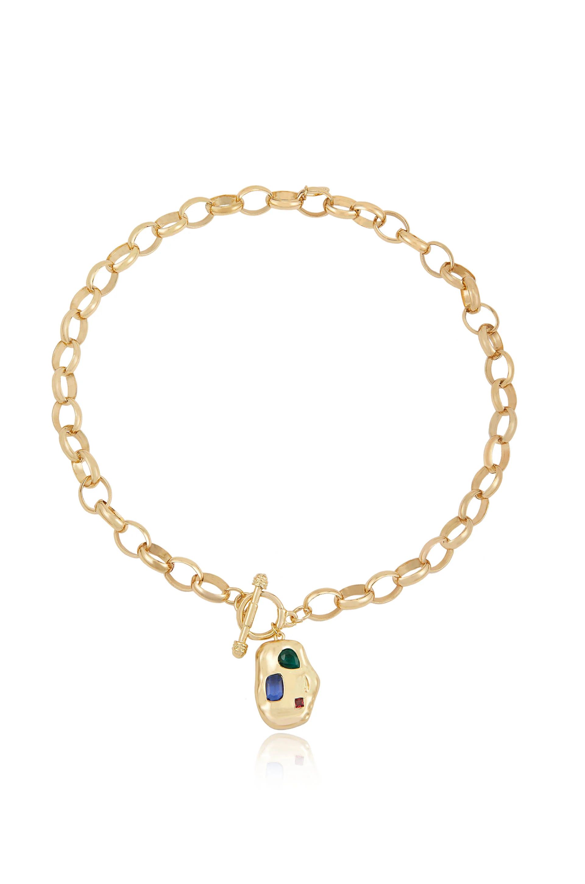 Rainbow Crystal Nugget Toggle Necklace | Ettika