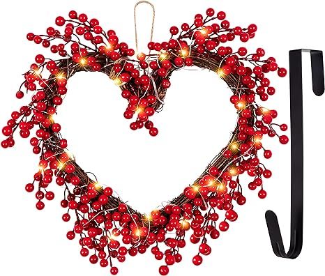 16.5” Valentines Day Decorations - Valentine Wreaths for Front Door Decor Home Porch Gifts + Wr... | Amazon (US)