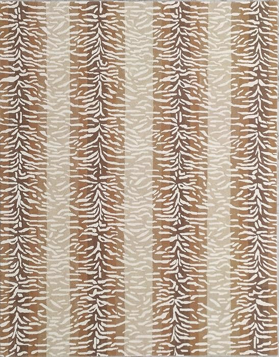 Tigris Hand Tufted Wool Area Rug, Tiger Print, Modern Indoor Design (White Tigris, 8x10 Feet) | Amazon (US)