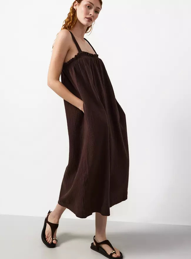 Buy Brown Square Neck Sleeveless Cami Dress 12 | Midaxi | Tu | Tu Clothing