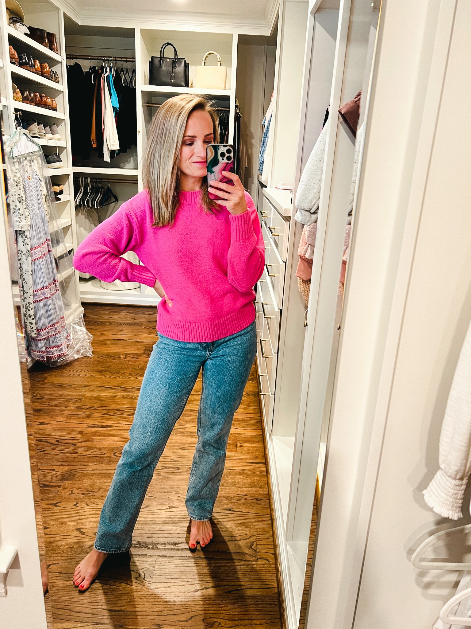 The mom jeans I’ve worn on repeat (TTS, I have a 25, short length) and the coziest pink amazon sweater. #valentine’sdayoutfit 

#LTKSeasonal #LTKSale #LTKFind