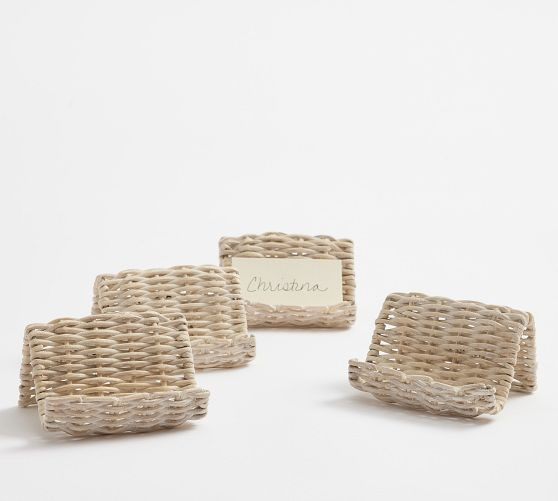 Handwoven Wicker Place Card Holders - Set of 4 | Pottery Barn (US)