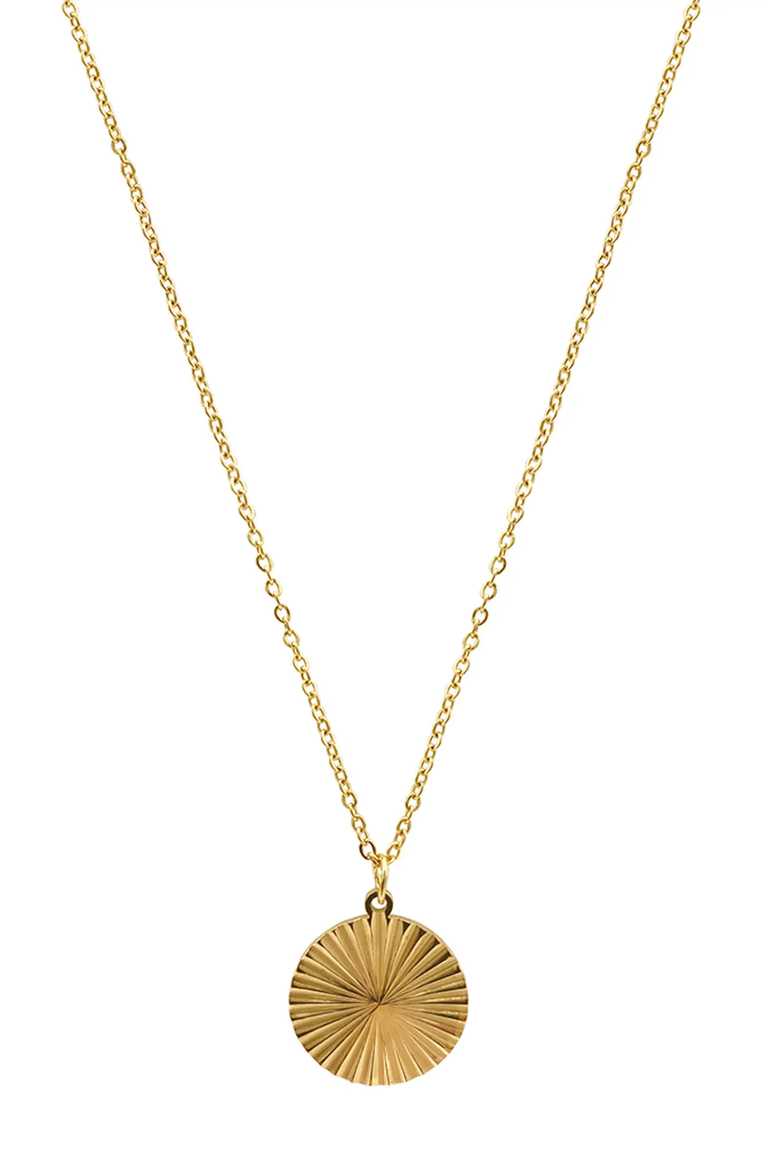 14K Gold Plated Water Resistant Medallion Burst Pendant Necklace | Nordstrom Rack
