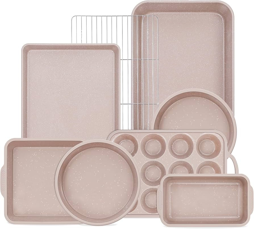 8 Pcs Baking Pans Set, Silicone Bakeware Sets with Metal Reinforced Frame, Nonstick Stackable Car... | Amazon (US)
