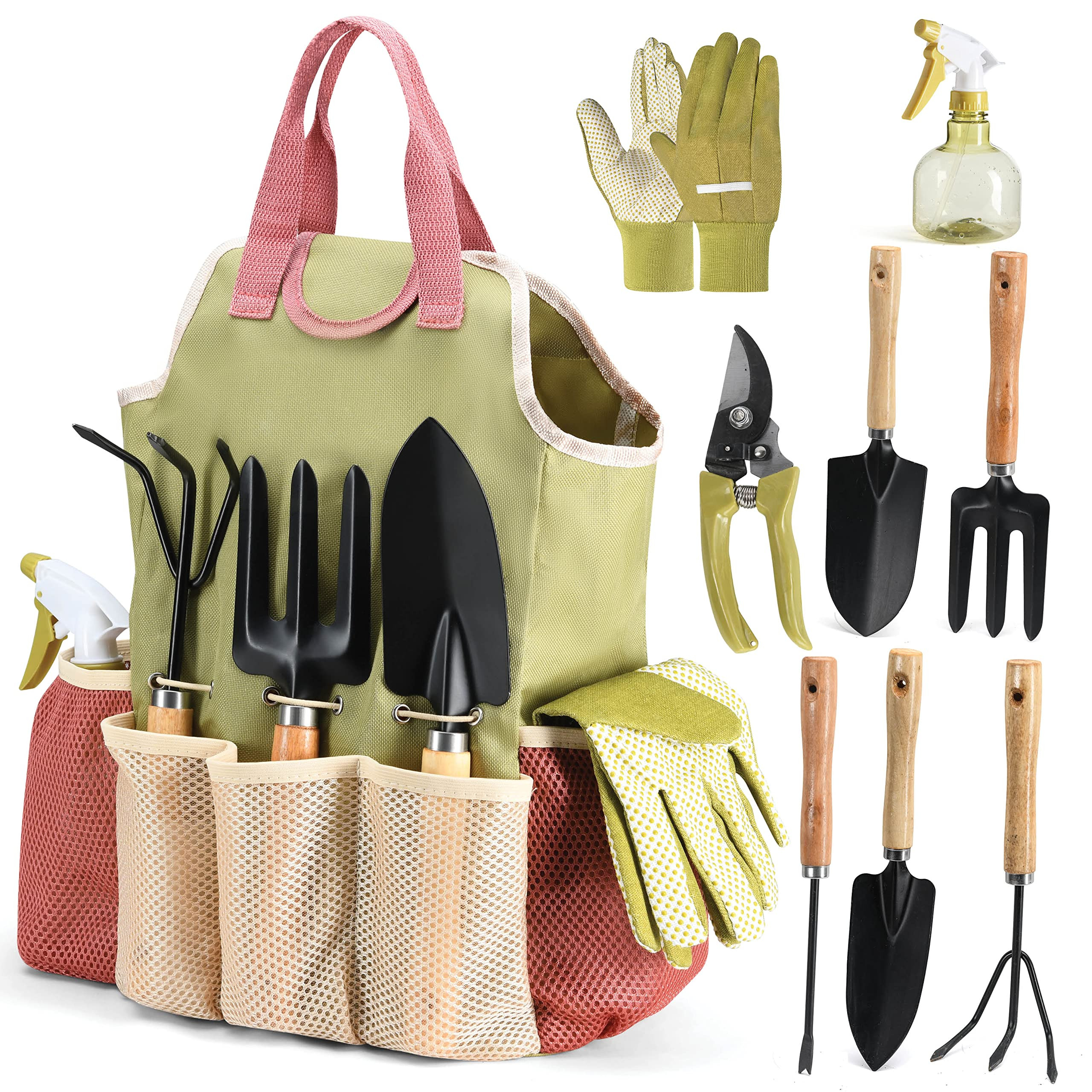 Gardening Tools Set of 10 - Complete Heavy Duty Garden Tools Set with Fashion Handbag - Durable G... | Amazon (US)