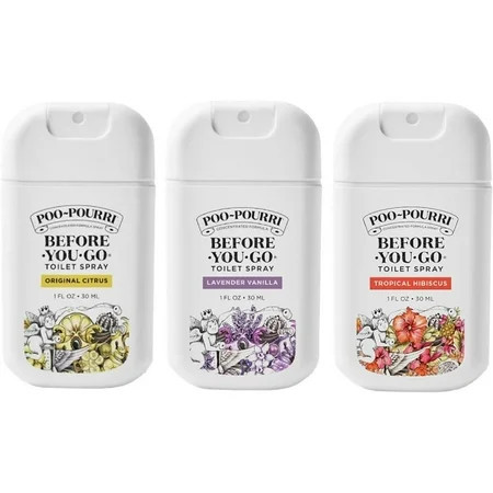 Poo-Pourri Before-You-Go Toilet Spray, Variety Pack 3 count- 1 Fl Oz each Pocket Travel Size - Original Citrus, Lavender Vanilla, & Tropical Hibiscus | Walmart (US)