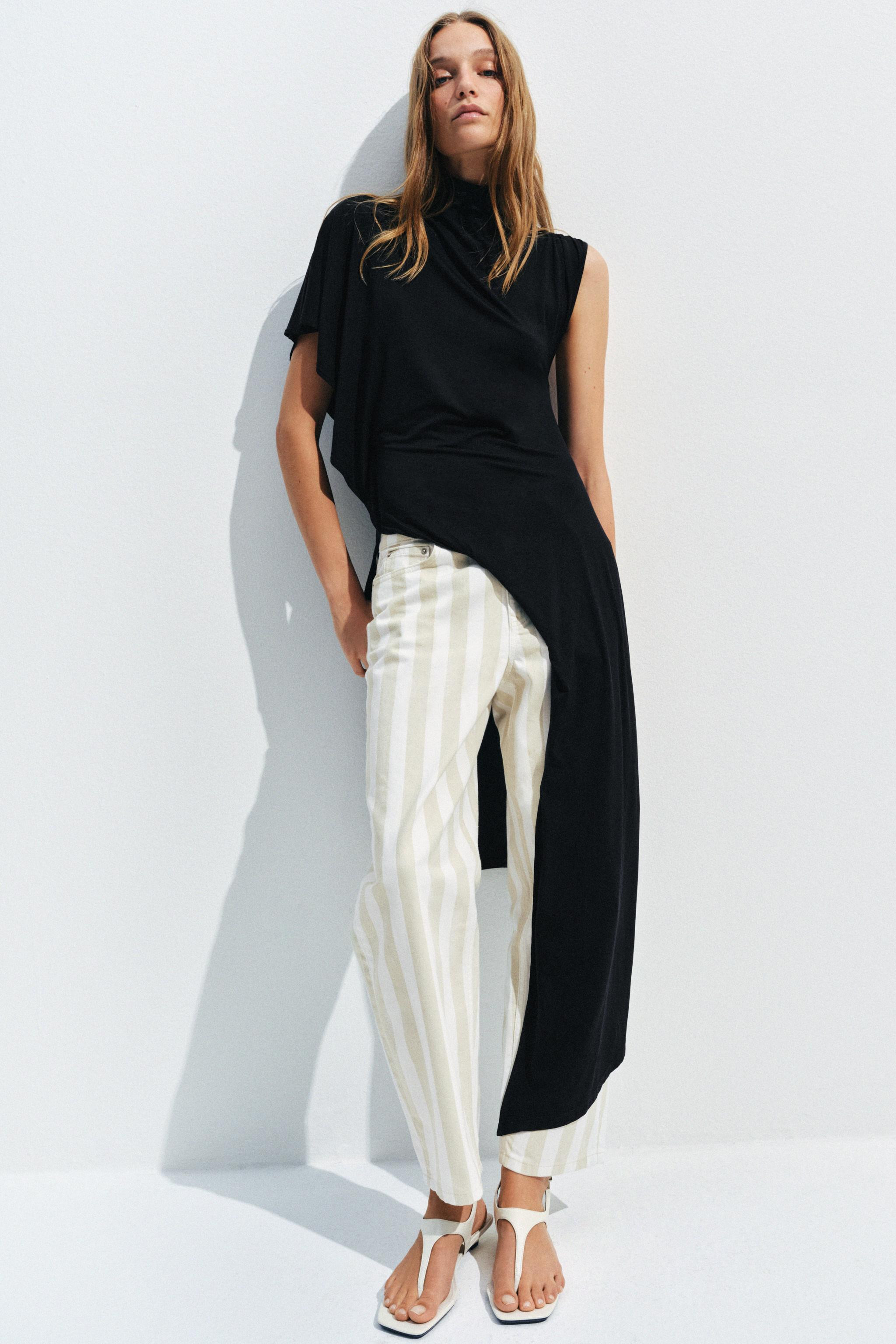 ZW COLLECTION MID-RISE STRIPED TAPERED JEANS | Zara US