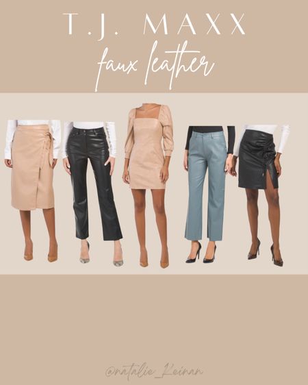 Faux leather! T.J. Maxx finds! Leather skirt. Neutral colored skirt. Leather flares. Leather pants. Black faux leather. Faux leather dress. Fall trends. Fall outfits. Fall outfit inspo

#LTKstyletip #LTKSeasonal #LTKsalealert