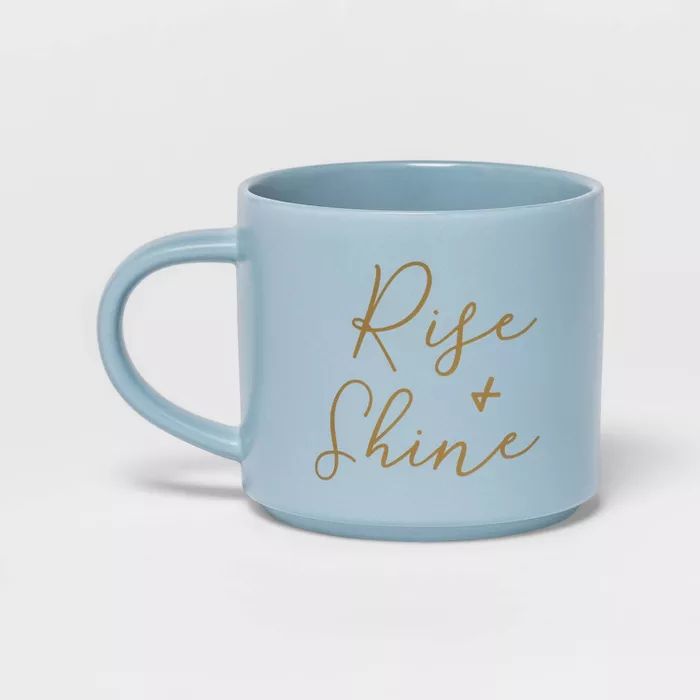 16oz Stoneware Rise and Shine Stacking Mug Blue - Threshold™ | Target