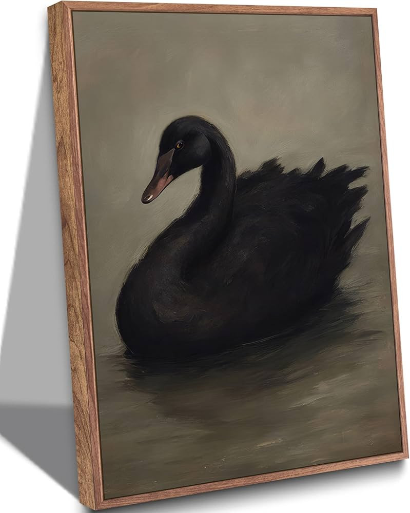 Framed Vintage Black Swan Canvas Wall Art Moody Animal Picture Dark Victorian Gothic Aesthetic Po... | Amazon (US)