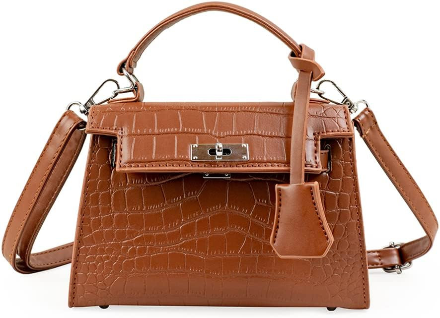 Crossbody Bags for women Trendy Cute Mini Crocodile Purse Top Handle Clutch Handbag Structured Sa... | Amazon (US)