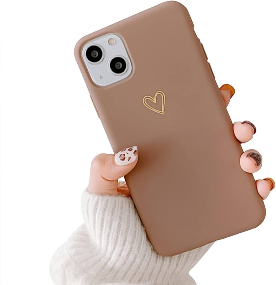 Ownest Compatible with iPhone 14 Case for Soft Silicone Gold Heart Pattern Slim Protective Case f... | Amazon (US)