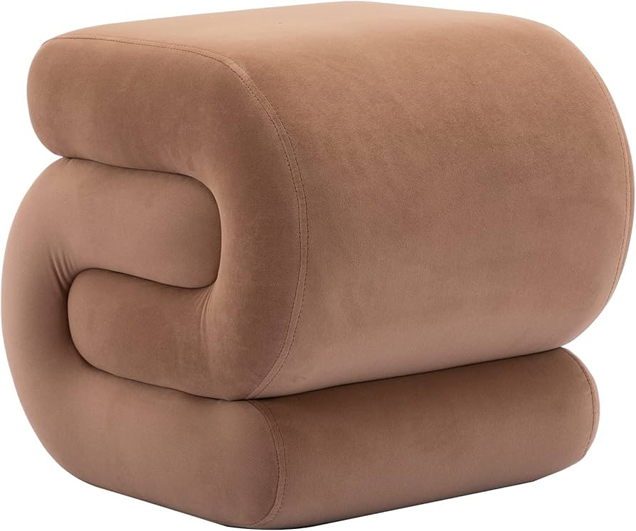 LETESA Modern Velvet Upholstered Ottoman, Exquisite Small End Table, Soft Foot Stool with Unique ... | Amazon (US)