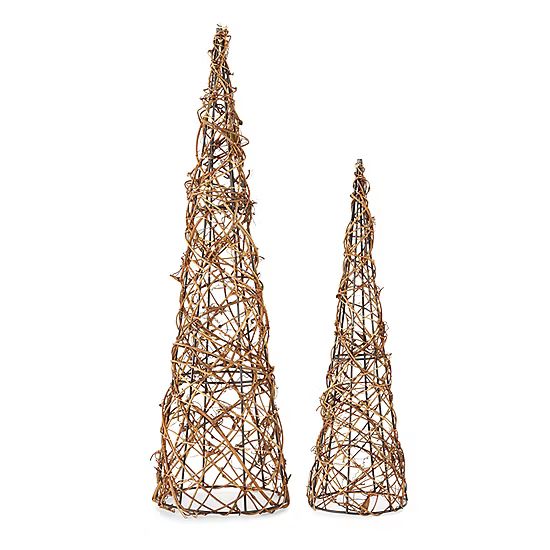 North Pole Trading Co. Woodland Retreat Led Rattan Cone Christmas Tabletop Tree Collection | JCPenney