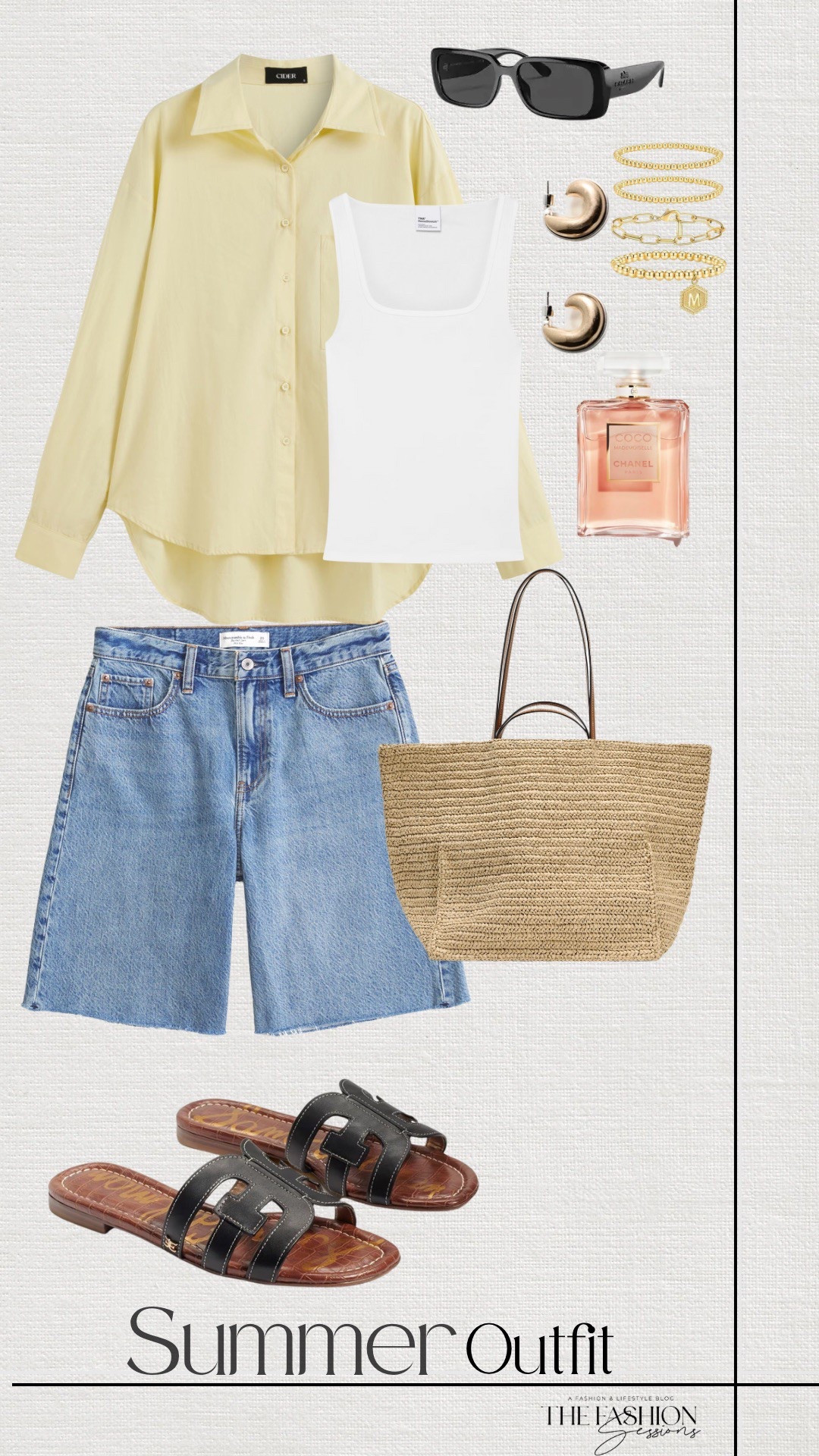 Summer Outfit | Yellow Linen Top | Denim Shorts | Sam Edelman Sandals | Woven Bag | 

#LTKSummerEdit #LTKSeasonal #LTKShoeCrush