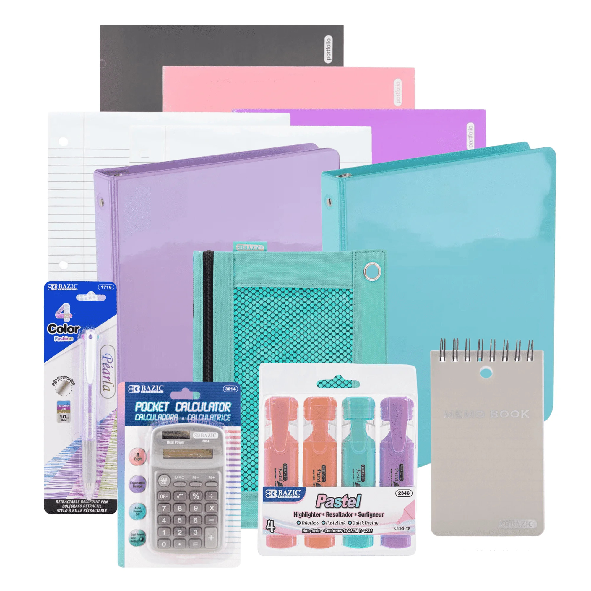 MWSC School Kits Multicolor Stationery Bundle with 100 Sheets, 15 Count - Walmart.com | Walmart (US)
