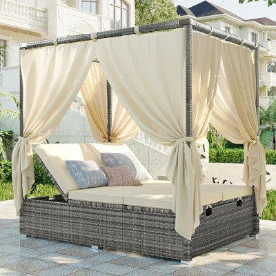 Arnger 79.48" Wide Outdoor Wicker Patio Daybed with CushionsU_Style Adjustable Sun Bed With Curtain,High Comfort, | Wayfair North America