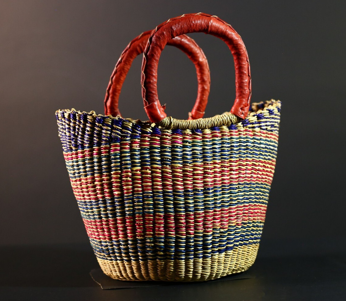 African Basket Bolga Ghana Handwoven Straw Tribal Shopping Tote Bag-G5610 | eBay UK