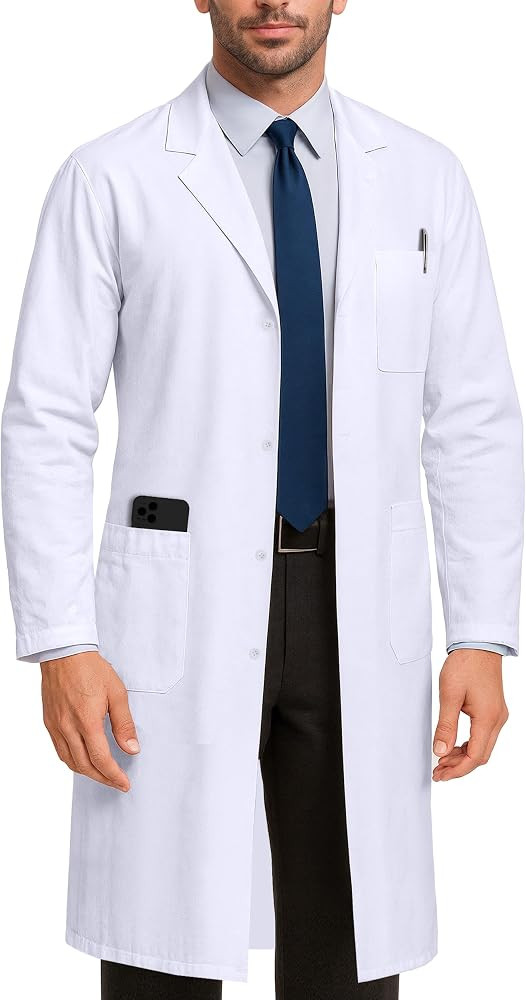 NY Threads Professional White Lab Coat for Men, Long Sleeve Medical Coat | Amazon (US)