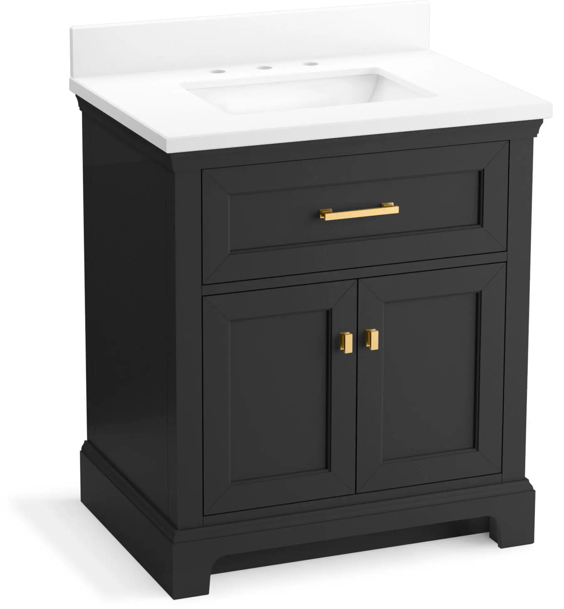 KOHLER Charlemont 30-in Ferrous Grey Undermount Single Sink Bathroom Vanity with Pure White Quartz Top in Black | 29260-BD1-DWG | Lowe's