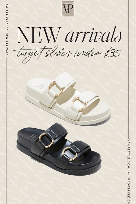 Target spring slide sandals. Look for less to the dolce vita version  

#LTKfindsunder50 #LTKshoecrush #LTKstyletip