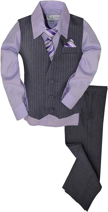 Johnnie Lene Pinstripe Boys Formal Dresswear Vest Set | Amazon (US)