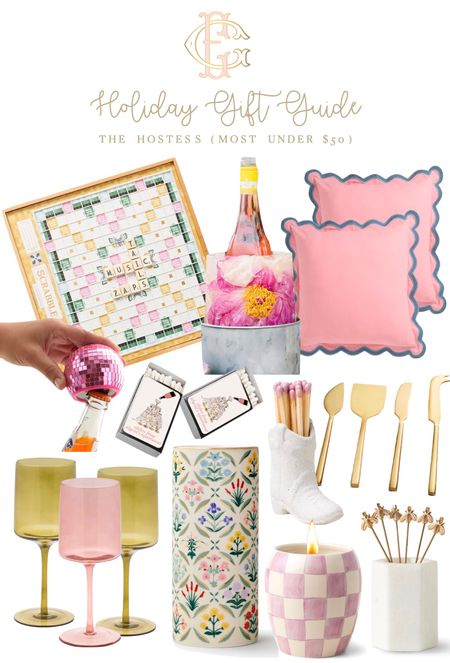 GIFT GUIDE: THE HOSTESS (Most under $50) ♥️🎄 

Anthropologie board games, ice molds, scallop pillow case, custom matchboxes, bottle opener, cowboy boot match holder, cheese knives, cocktail skewers, paddywax candle, Rifle Paper Co vase, and colored wine glasses

#LTKCyberWeek #LTKHoliday #LTKGiftGuide