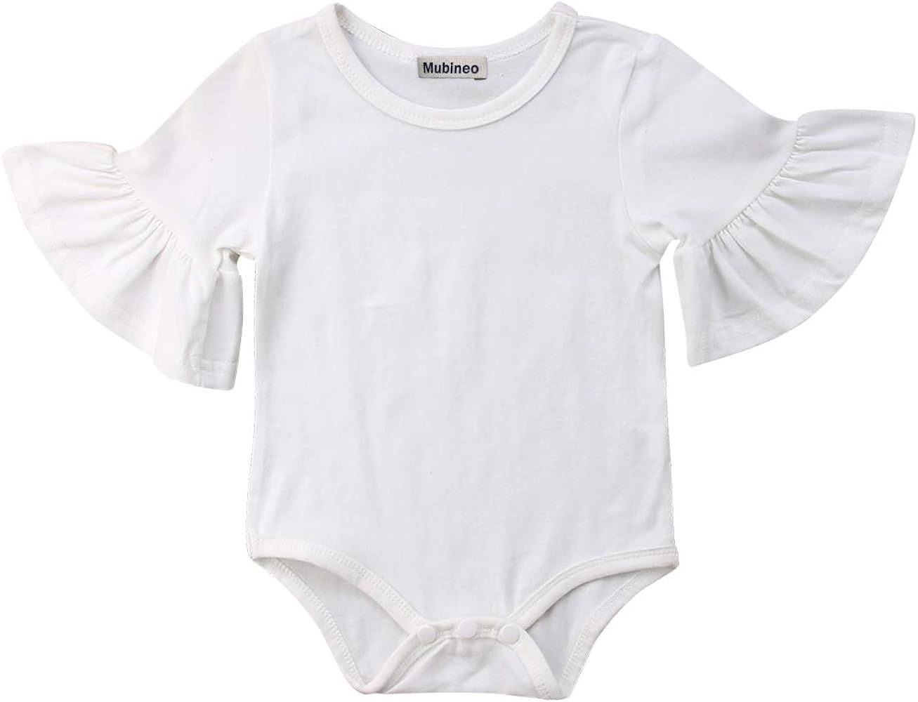 Infant Baby Girl Basic Bell Short Sleeve Cotton Romper Bodysuit Tops Clothes | Amazon (US)
