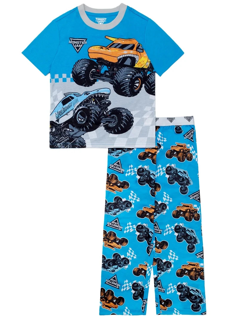 Monster Jam 2-Piece Short Sleeve and Pant Pajama Set, Sizes 4-12 | Walmart (US)